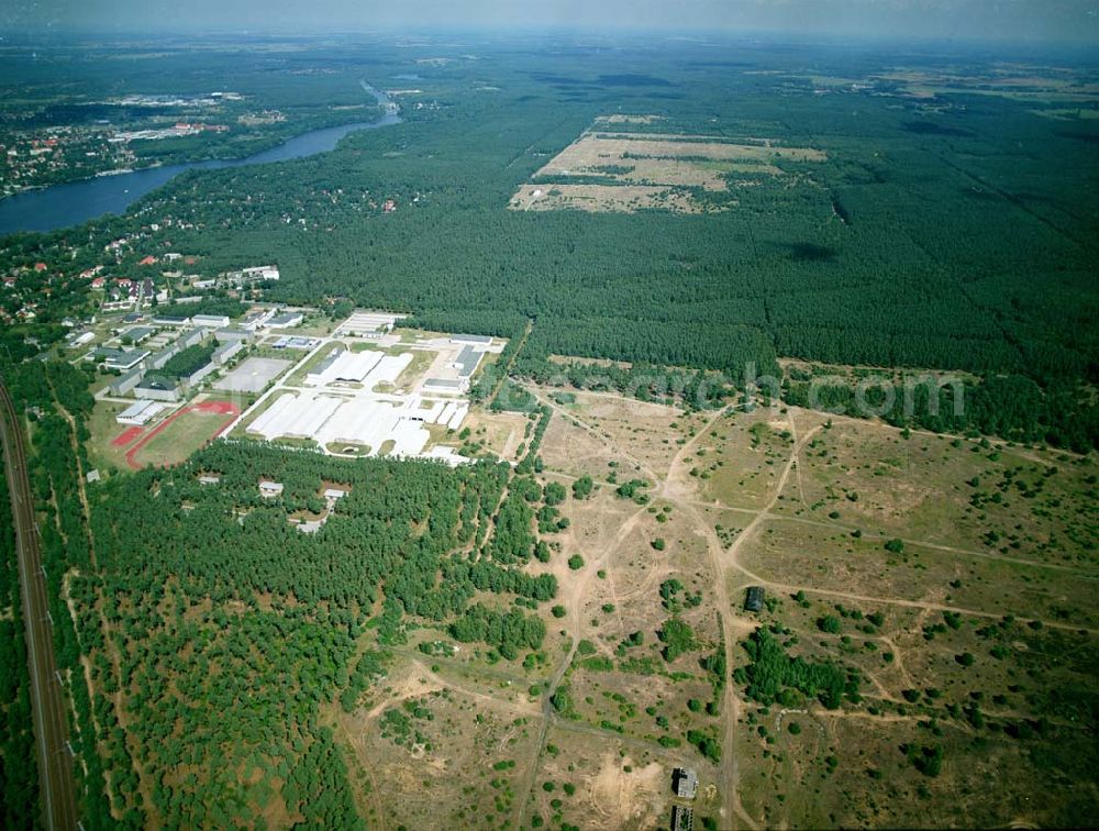 Aerial image Lehnitz - Blick auf den ehemaligen Truppenübungsplatz Lehnitz bei Oranienburg. das Gelände wurde unlängst von der Bundeswehr an die Bundesanstalt für Immobilienaufgaben übertragen und soll nun einer neuen Verwendung und Renaturisierungsmaßnahmen zugeführt werden.