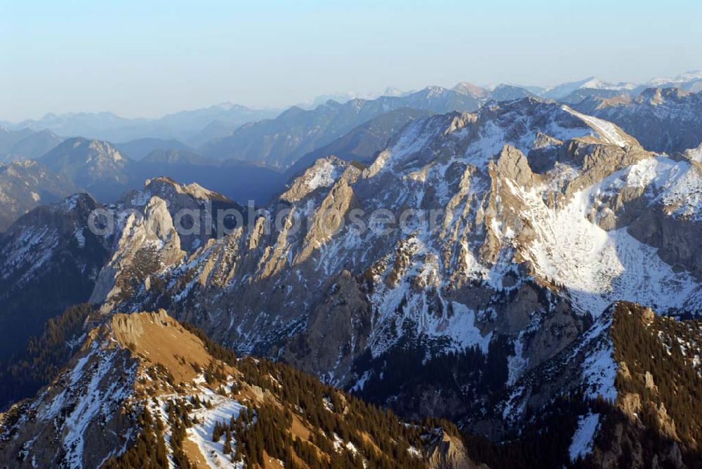 Aerial image Schwangau - Blick auf den Tegelberg in den Bayerischen Alpen.Schwangau ist das Dorf der Königsschlösser, Heilklimatischer Kurortim Landkreis Ostallgäu, Regierungsbezirk Schwaben, Bundesland Bayern, am südlichen Ende der Romantischen Straße.