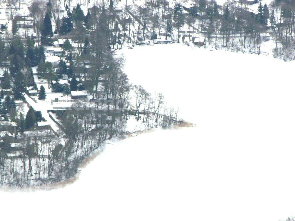 Aerial photograph Postbruch - Blick auf den Bötzsee mit dem Uferbereich des Anglervereins Postbruch.