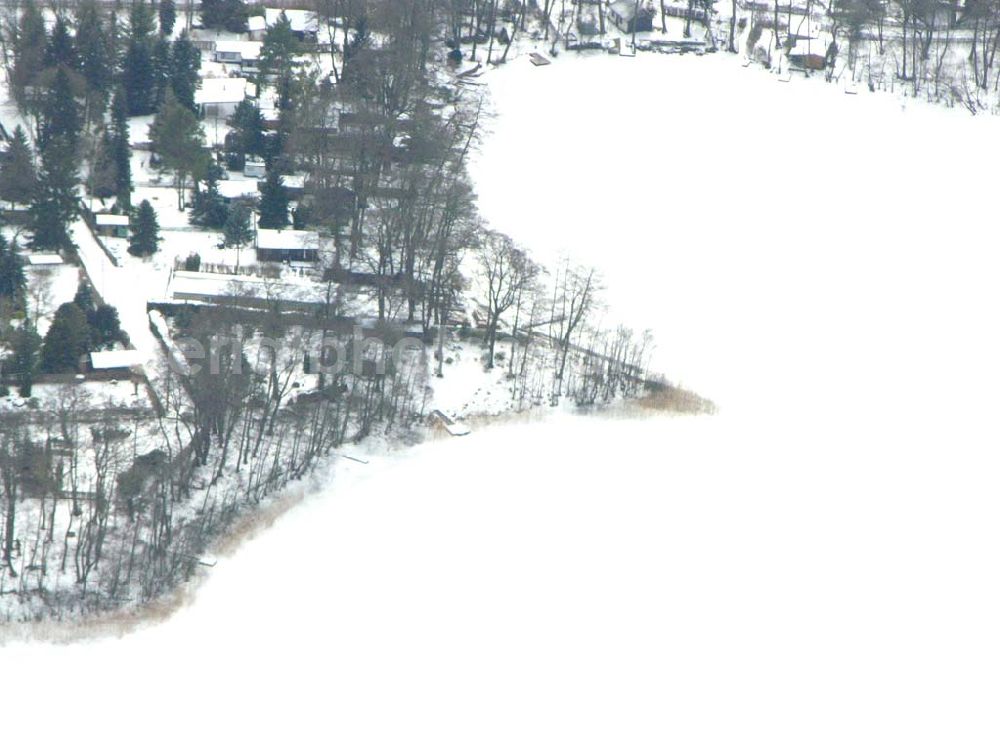 Postbruch from above - Blick auf den Bötzsee mit dem Uferbereich des Anglervereins Postbruch.