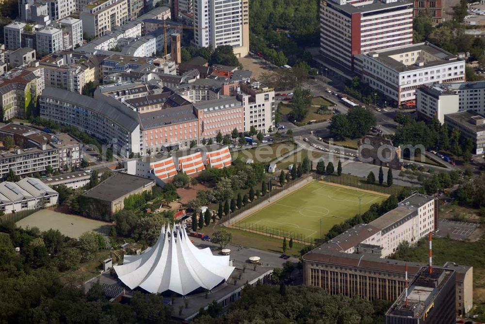 Aerial photograph Berlin - Blick auf das Tempodrom in Berlin, Kontakt: Tempodrom, TREUGAST H. B. Ges. 105 GmbH, Möckernstraße 10, 10963 Berlin, Tel.: +49 (0) 30-747 37 - 0, Fax +49 (0) 30-747 37 - 250, info@tempodrom.de, http://