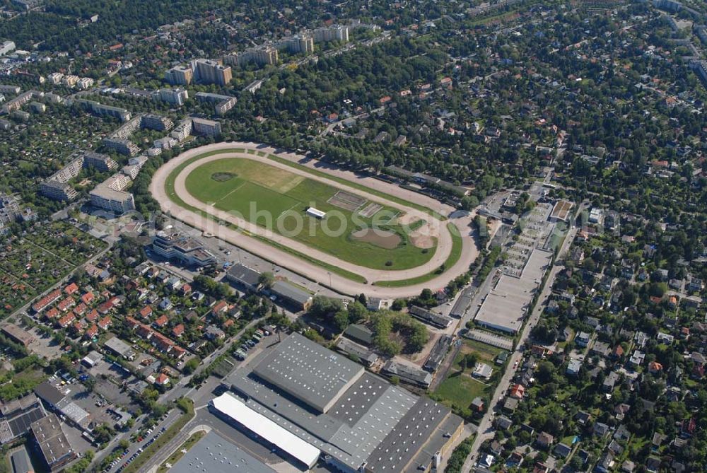 Aerial image Berlin - Blick auf die Trabrennbahn in Berlin-Mariendorf. (Berliner Trabrenn-Verein e.V., Mariendorfer Damm 222, 12107 Berlin, btv@berlintrab.de, Tel.: 030-7401212, Fax: 030-7401211)