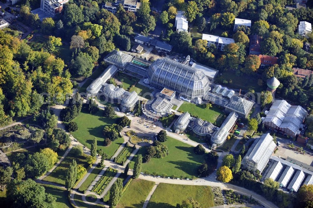 Berlin from above - View of tropical house in the botanical garden in Steglitz, Berlin