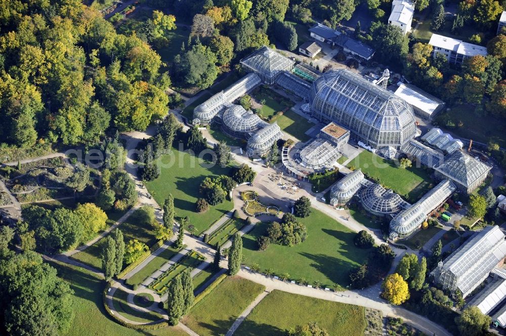 Aerial image Berlin - View of tropical house in the botanical garden in Steglitz, Berlin