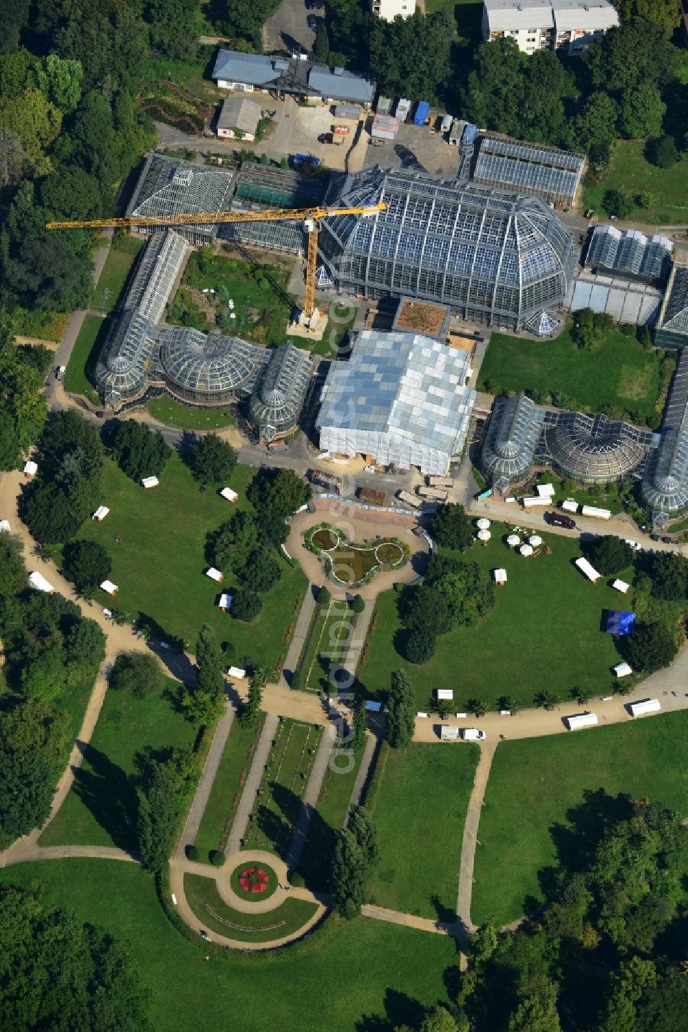 Berlin from the bird's eye view: View of tropical house in the botanical garden in Steglitz, Berlin