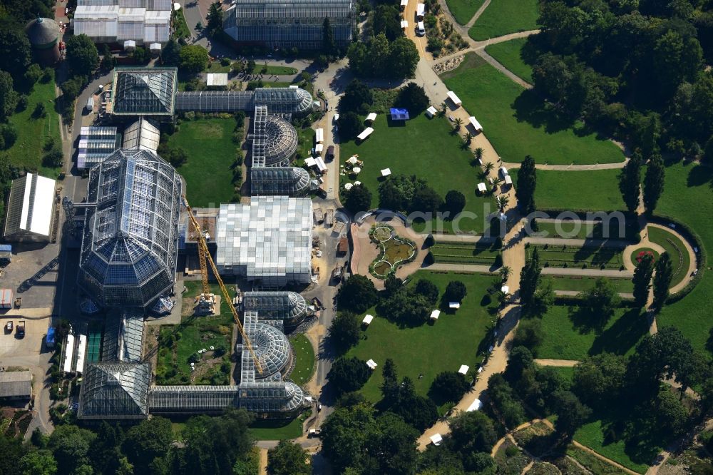 Berlin from above - View of tropical house in the botanical garden in Steglitz, Berlin