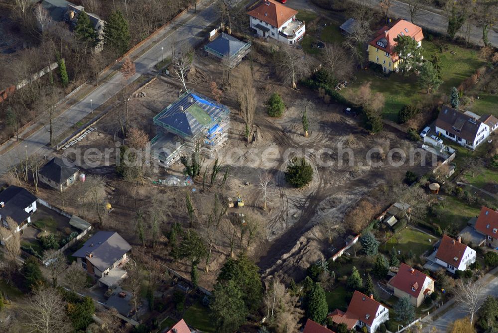 Aerial image Potsdam-Babelsberg - Blick auf den Umbau des ehemaligen Anwesens der Filmhochschule Potsdam in ein Wohnhaus an der Rosa-Luxemburg Strasse 24