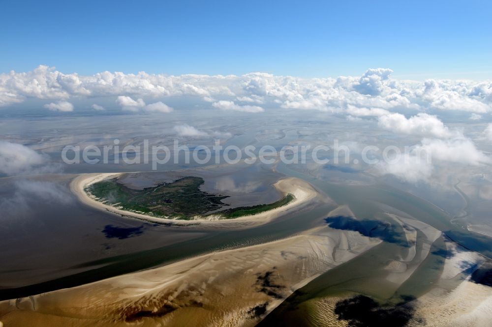 Aerial photograph Friedrichskoog - View of the nature preserved island Trischen with the Wadden Sea in the North Sea