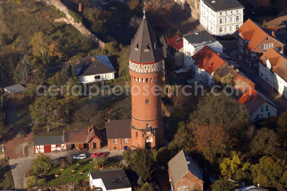 Burg from the bird's eye view: Blick auf den Wasserturm (erbaut 1902) in Burg bei Magdeburg.