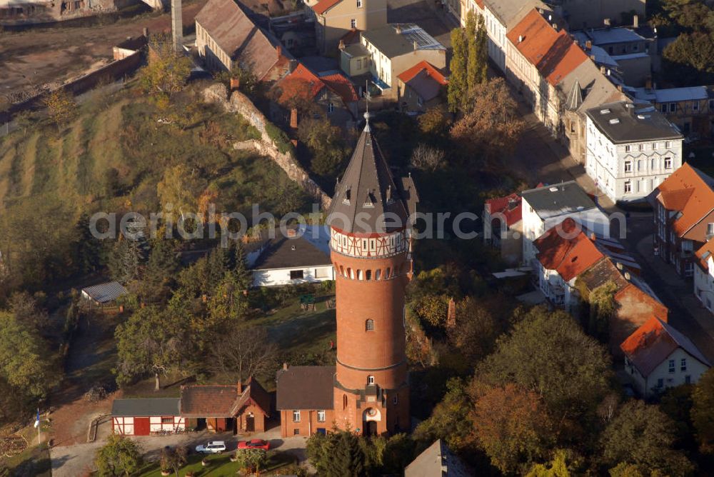 Aerial image Burg - Blick auf den Wasserturm (erbaut 1902) in Burg bei Magdeburg.