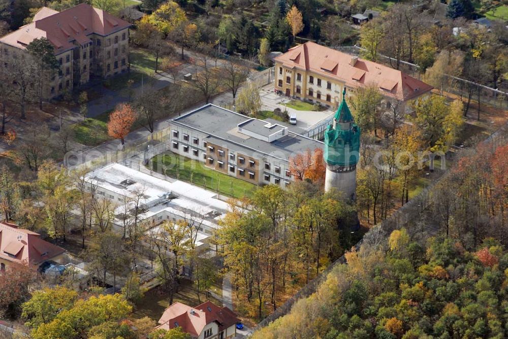 Aerial image Leipzig - , Blick auf den Wasserturm in der Gorbitzer Strasse während Restaurierungsarbeiten.