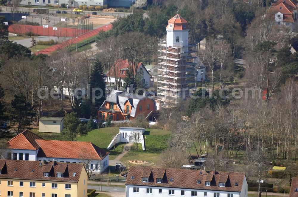 Graal-Müritz from above - Blick auf die Restaurationsarbeiten am Wasserturm in Graal-Müritz. Der Wasserturm wurde 1913 gemeinsam mit einem Wasserwerk für Graal und Müritz erbaut. Die Ruine des Wasserturms wird zur Zeit restauriert.