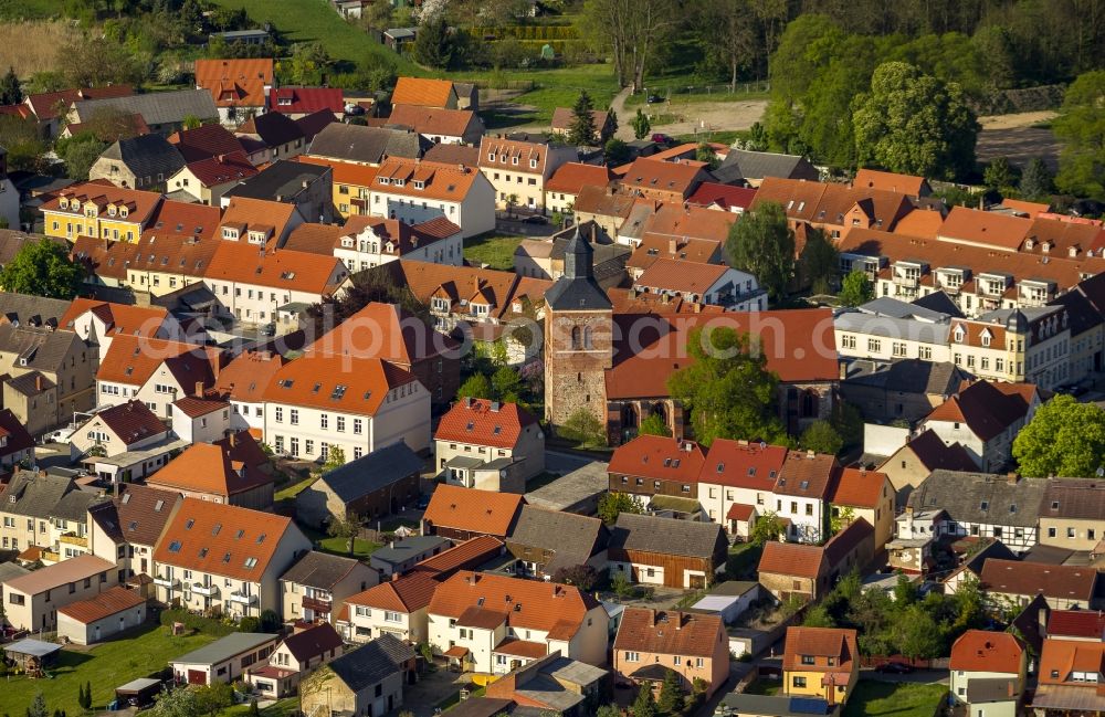 Wesenberg from the bird's eye view: View of the city Wesenberg lies on the shores of Woeblitzsee in the state of Mecklenburg - Western Pomerania. With a close-up of the Church Wesenberg