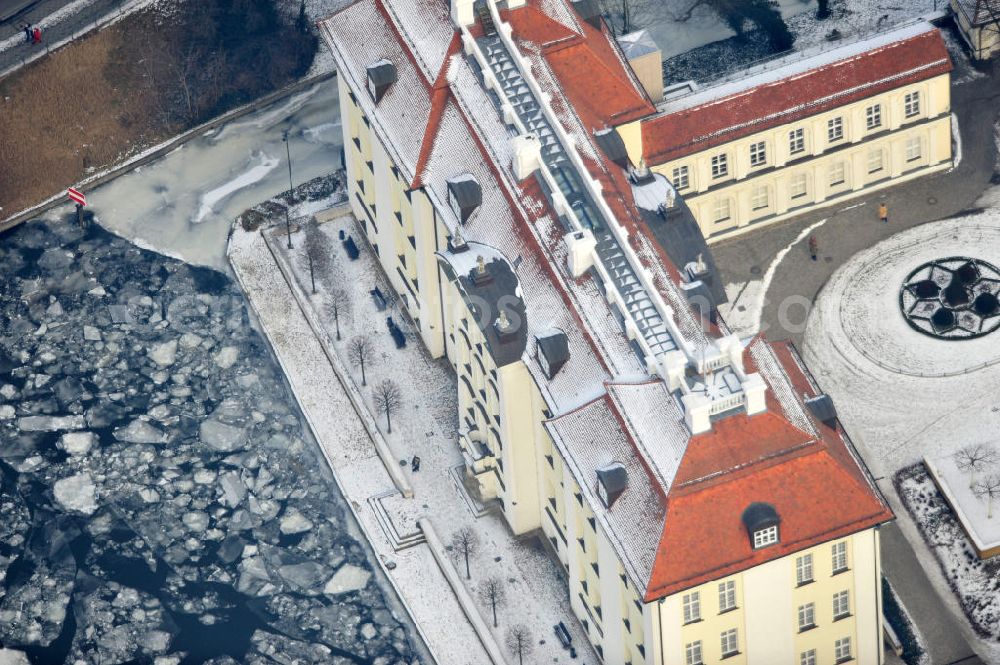 Aerial image Berlin - Views of the snow-covered castle Köpenick in Berlin