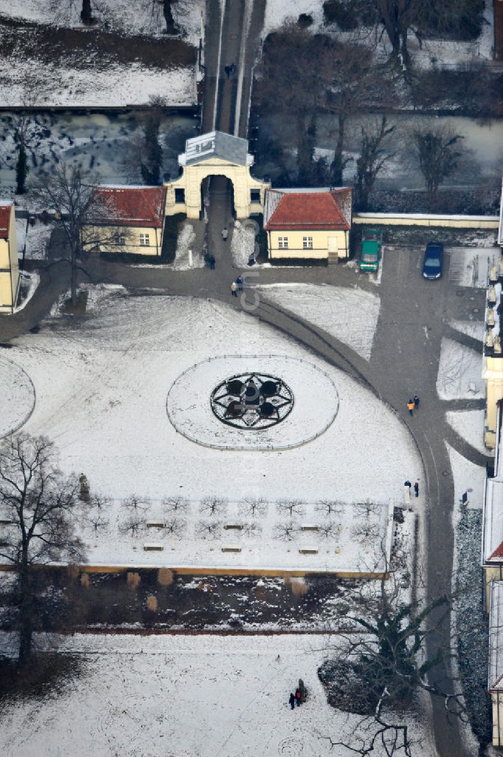 Berlin from above - Views of the snow-covered castle Köpenick in Berlin