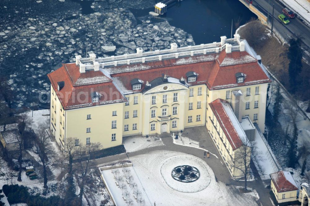 Aerial image Berlin - Views of the snow-covered castle Köpenick in Berlin