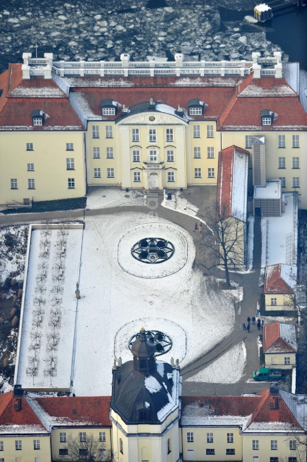 Berlin from above - Views of the snow-covered castle Köpenick in Berlin