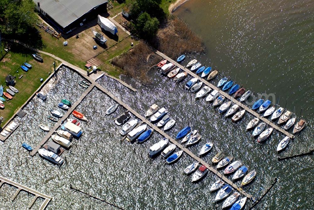 Diensdorf am Scharmützelsee (Brandenburg) from above - Blick auf den Yachtclub-Hafen in Diensdorf (Brandenburg). Kontakt: Yachtclub Diensdorf e.V., Hauptstraße 20, 15864 Diensdorf,