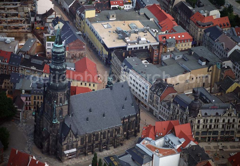 Aerial image Zwickau - Blick auf den Zwickauer Dom (Marienkirche) in Sachsen,