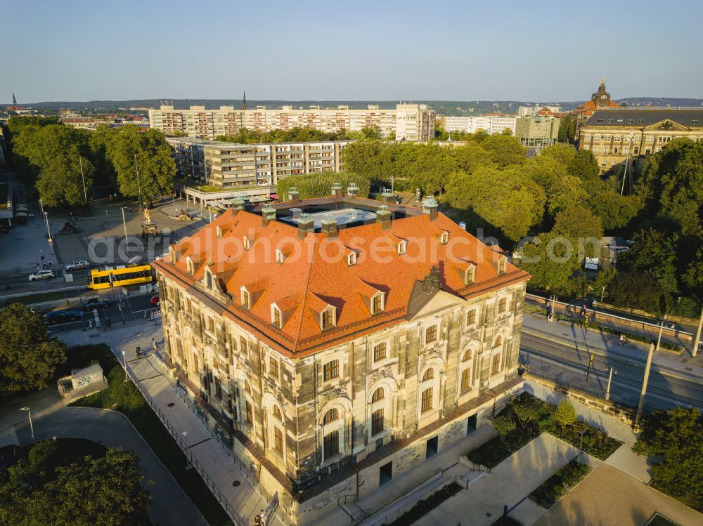 Dresden from above - Blockhaus - Neustaedter Wache at Neustaedter Markt in the Innere Neustadt district of Dresden in the state of Saxony, Germany. The planned use is the exhibition of art collections as an archive of the avant-garde of the 20th century