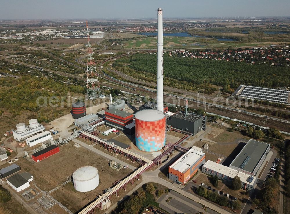 Aerial photograph Halle (Saale) - Power station plants of the combined heat and power station - regional heat on Dieselstrasse in Halle (Saale) in the state Saxony-Anhalt, Germany