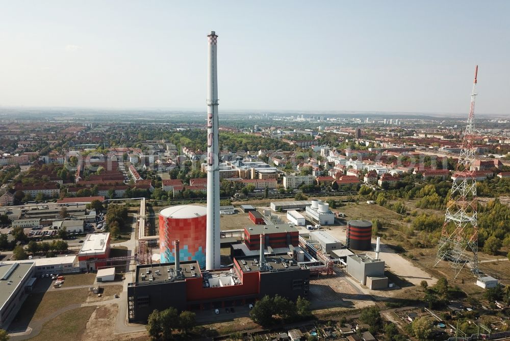 Aerial image Halle (Saale) - Power station plants of the combined heat and power station - regional heat on Dieselstrasse in Halle (Saale) in the state Saxony-Anhalt, Germany