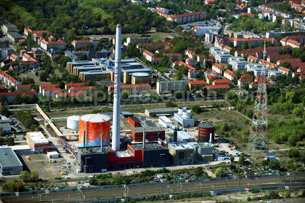 Aerial photograph Halle (Saale) - Power station plants of the combined heat and power station - regional heat on Dieselstrasse in Halle (Saale) in the state Saxony-Anhalt, Germany