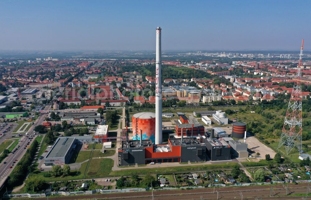 Aerial image Halle (Saale) - Power station plants of the combined heat and power station - regional heat on Dieselstrasse in Halle (Saale) in the state Saxony-Anhalt, Germany