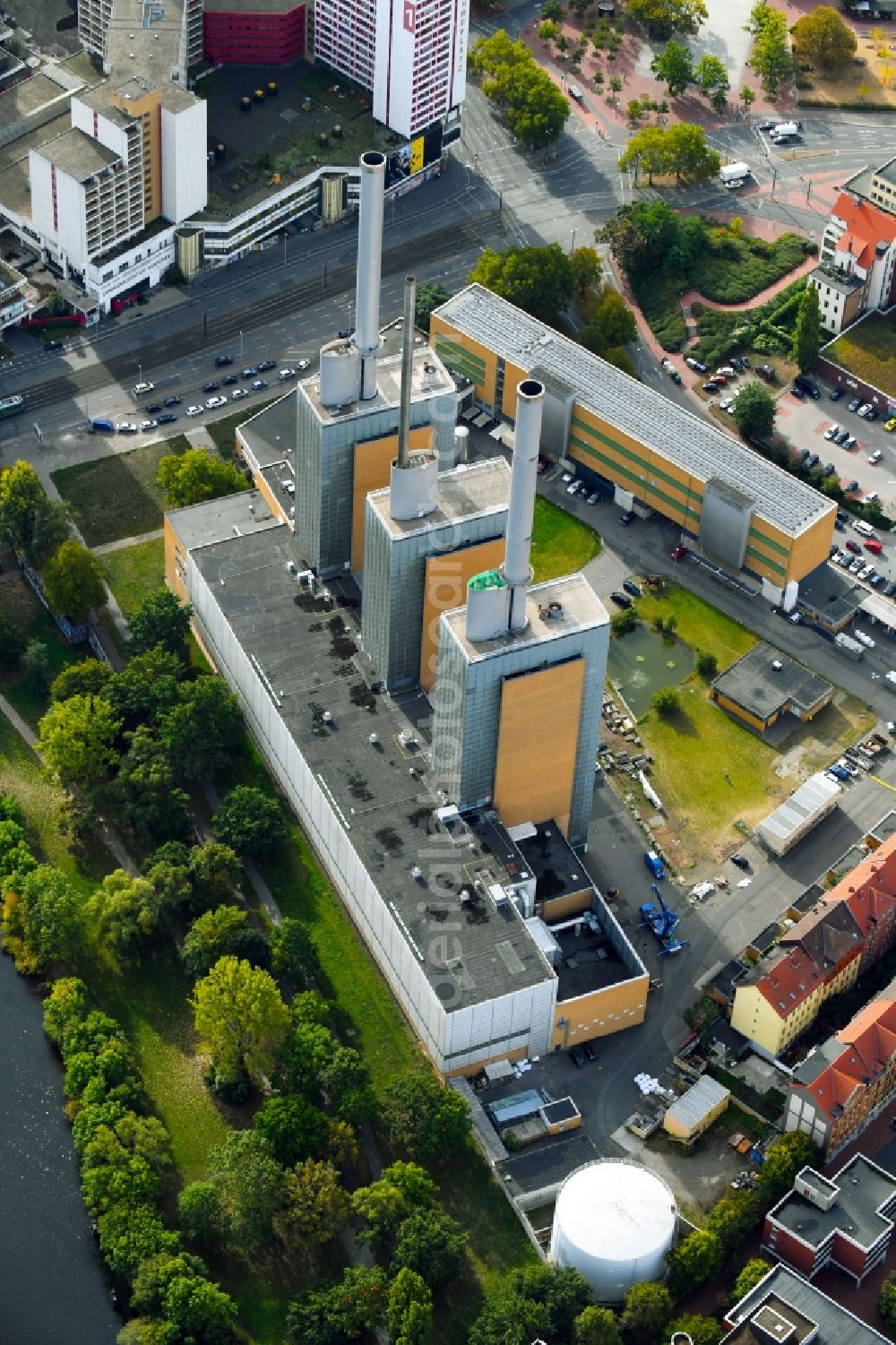 Aerial photograph Hannover - Power station plants of the combined heat and power station - regional heat Heizkraftwerk Linden on Spinnereistrasse in Hannover in the state Lower Saxony, Germany