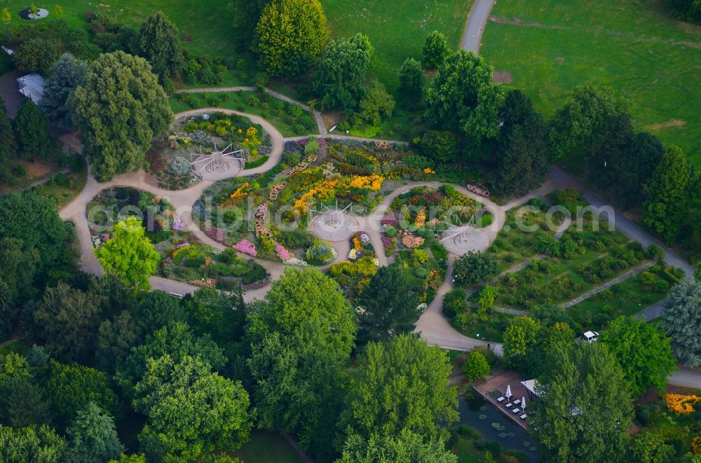 Dortmund from the bird's eye view: Flowers and bushes in Westfalen park in Dortmund in the state of North Rhine-Westphalia