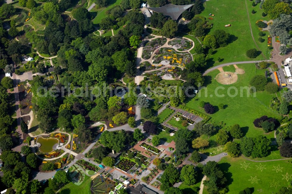 Dortmund from above - Flowers and bushes in Westfalen park in Dortmund in the state of North Rhine-Westphalia