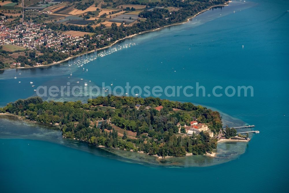 Aerial image Konstanz - Island area Mainau with the village center in Konstanz in the state Baden-Wurttemberg, Germany