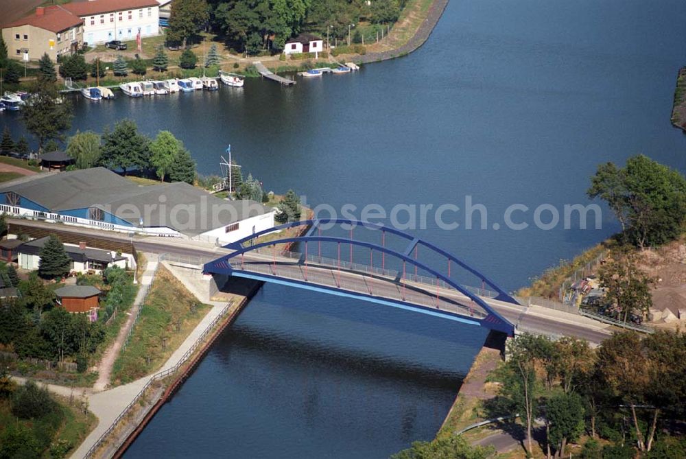 Aerial photograph Burg - Blick auf die Blumenthaler Brücke in Burg am Elbe-Havel-Kanal.