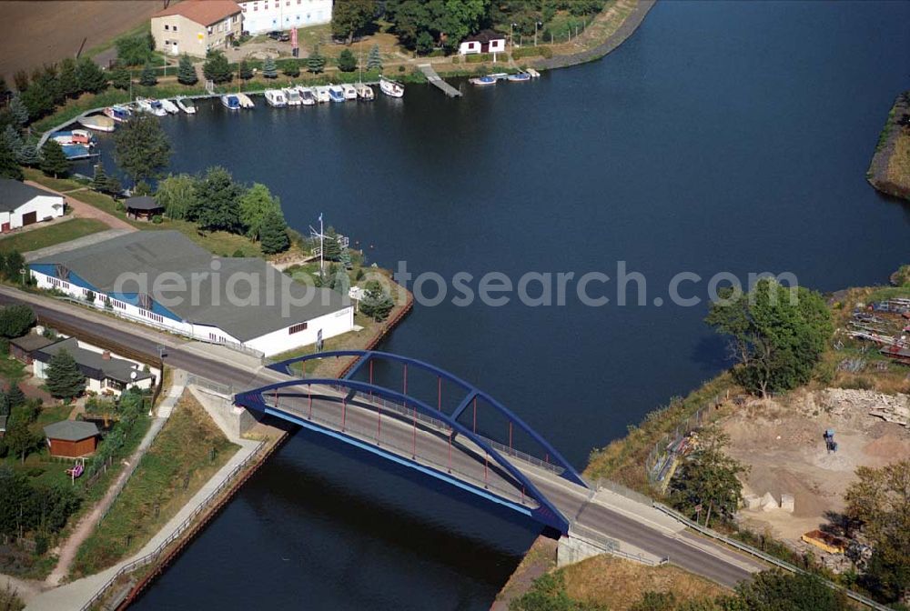 Burg from the bird's eye view: Blick auf die Blumenthaler Brücke in Burg am Elbe-Havel-Kanal.