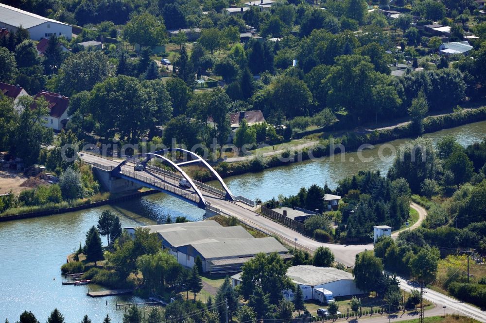 Burg bei Magdeburg from the bird's eye view: Blumentahl bridge in Burg over the Elbe-Havel-Canel in the state Saxony-Anhalt