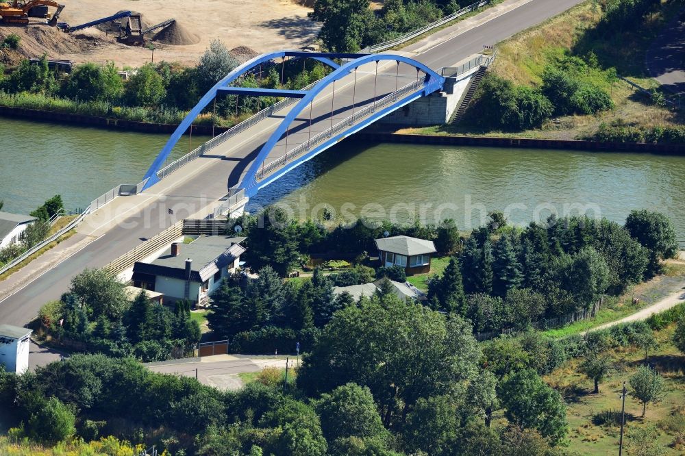 Aerial image Burg bei Magdeburg - Blumentahl bridge in Burg over the Elbe-Havel-Canel in the state Saxony-Anhalt