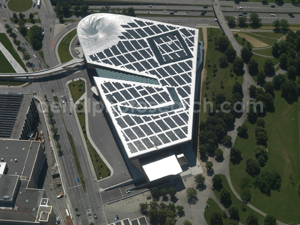 Aerial photograph München - The BMW Welt at the Lerchenauer Strasse in Munich