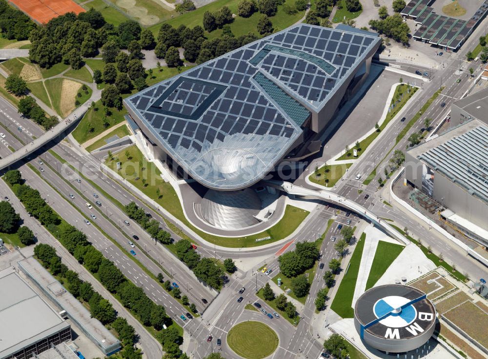 München from the bird's eye view: The BMW Welt at the Lerchenauer Strasse in Munich