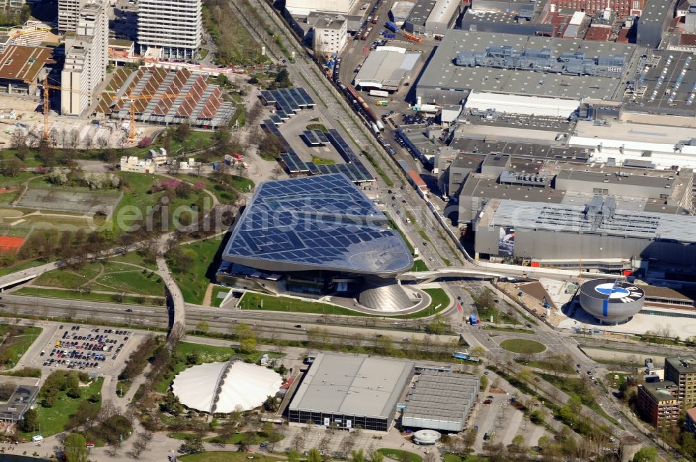 Aerial image München - View of the BMW Welt in Munich in the state Bavaria