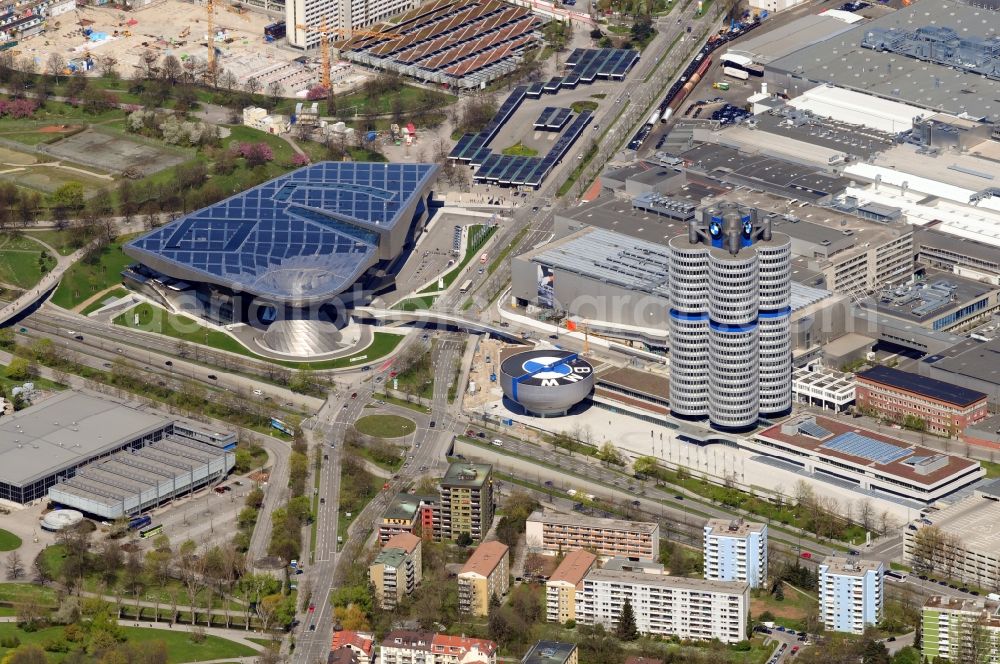 Aerial photograph München - View of the BMW Welt in Munich in the state Bavaria