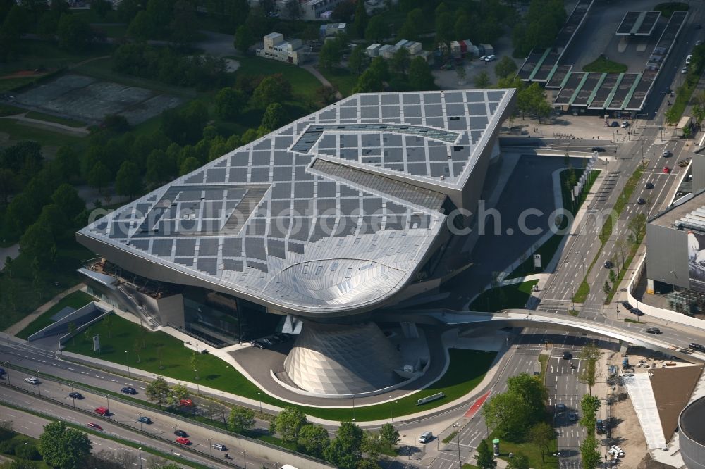 Aerial image München - View of the BMW Welt in Munich in the state Bavaria