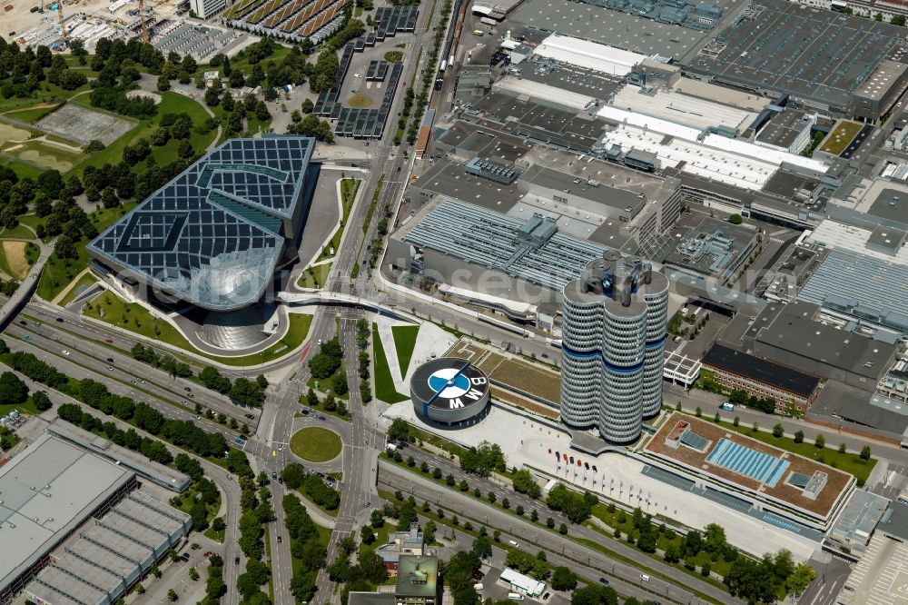 München from the bird's eye view: View of the museum BMW Welt in Munich in the state Bavaria