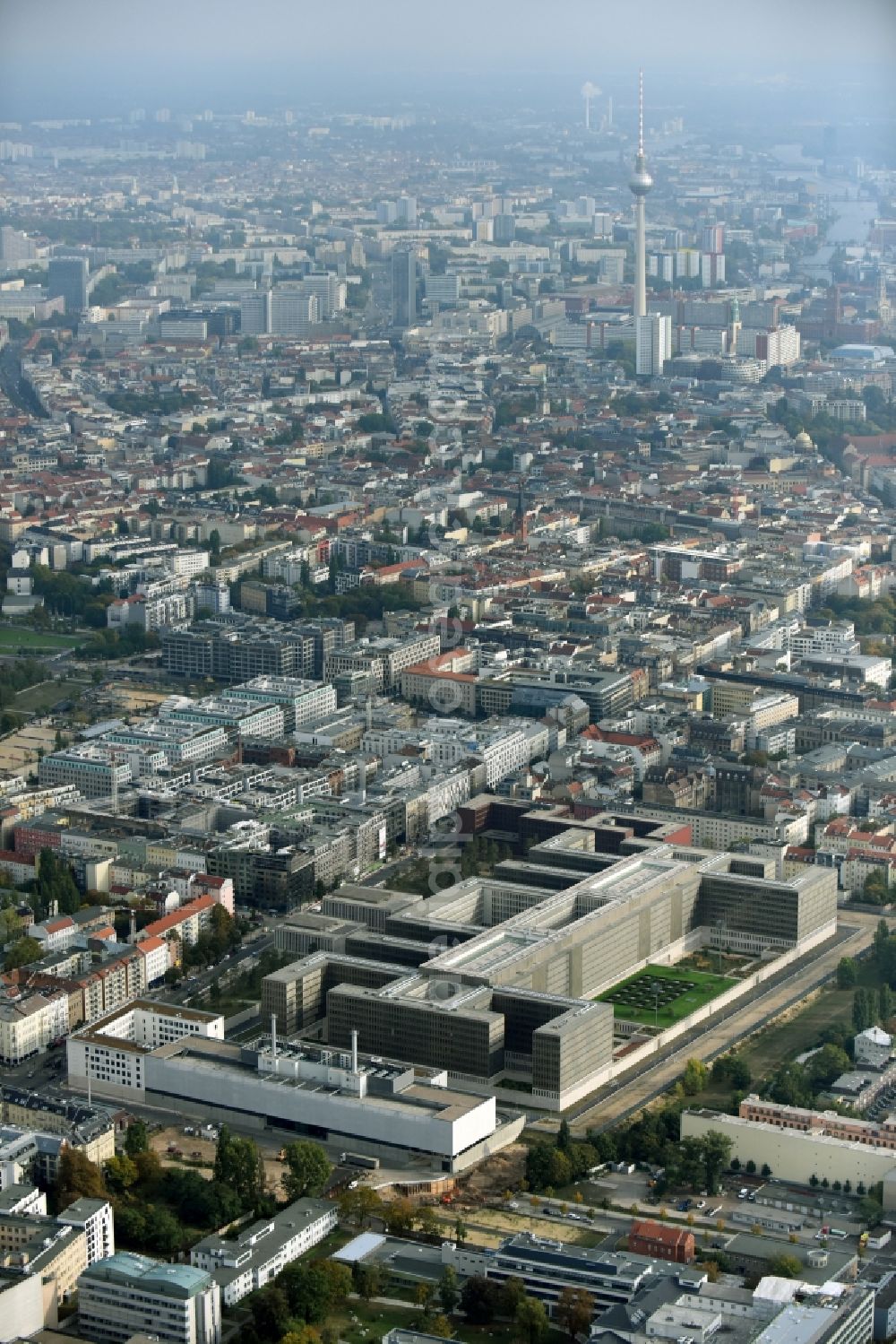 Berlin from the bird's eye view: Construction of BND headquarters on Chausseestrasse in the Mitte district of the capital Berlin