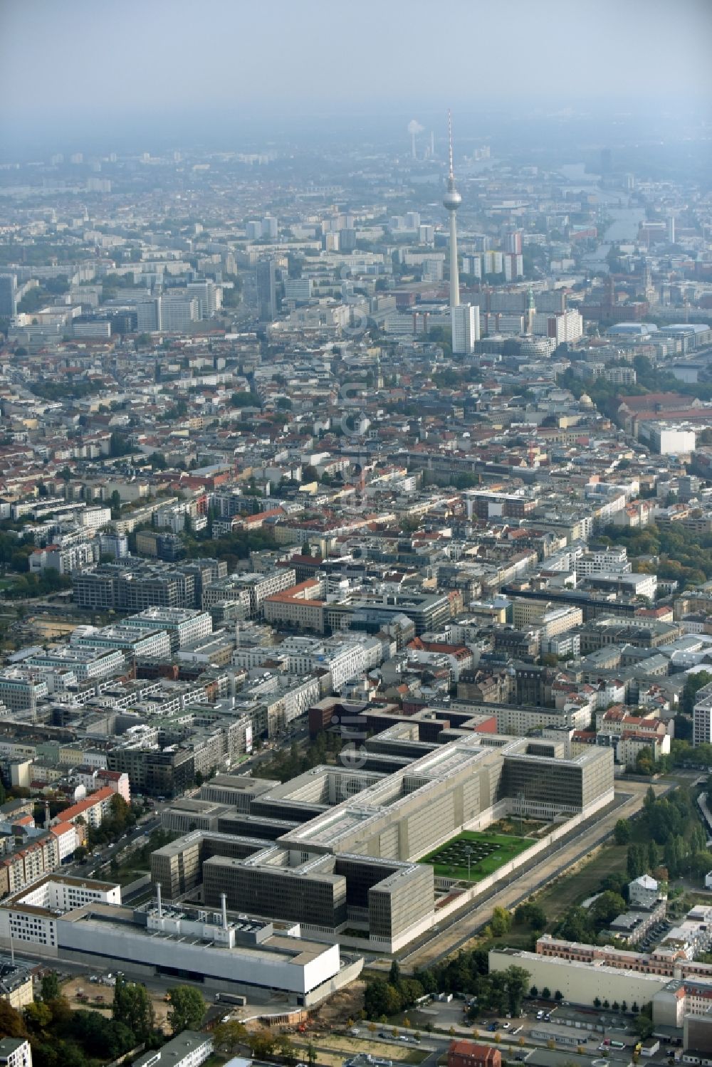 Aerial image Berlin - Construction of BND headquarters on Chausseestrasse in the Mitte district of the capital Berlin