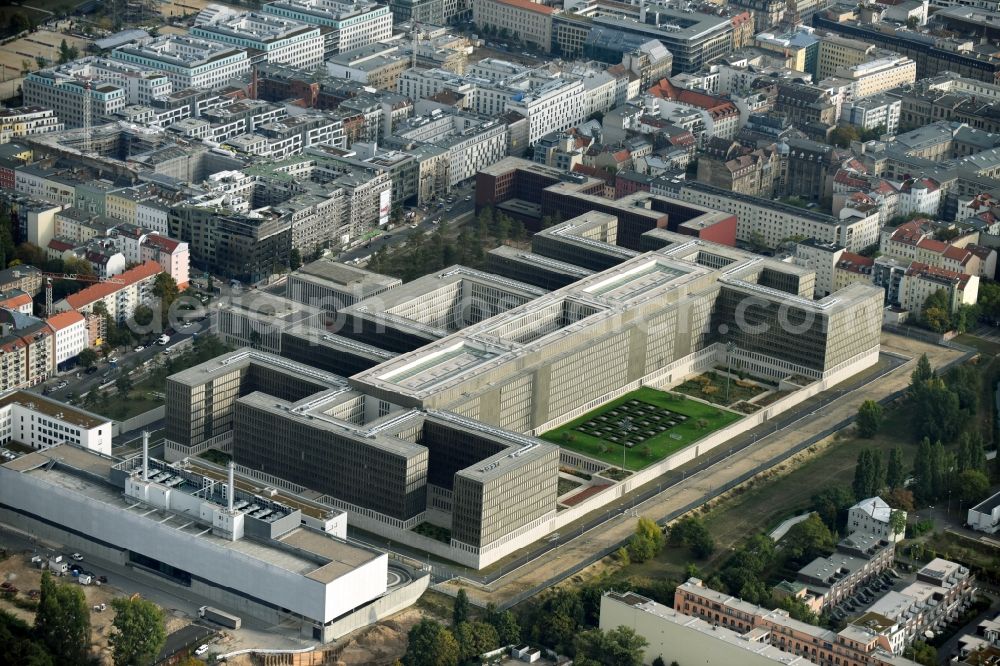 Berlin from the bird's eye view: Construction of BND headquarters on Chausseestrasse in the Mitte district of the capital Berlin