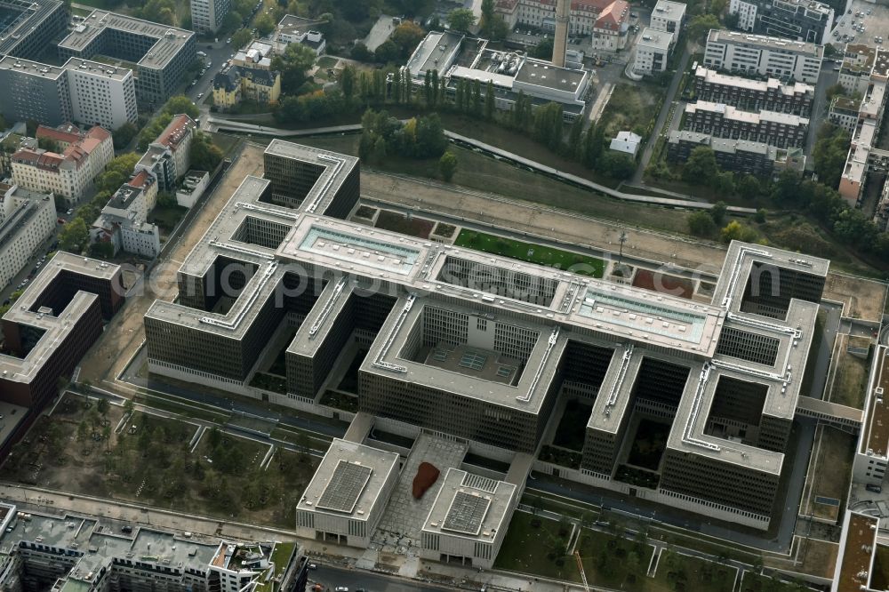 Aerial image Berlin - Construction of BND headquarters on Chausseestrasse in the Mitte district of the capital Berlin