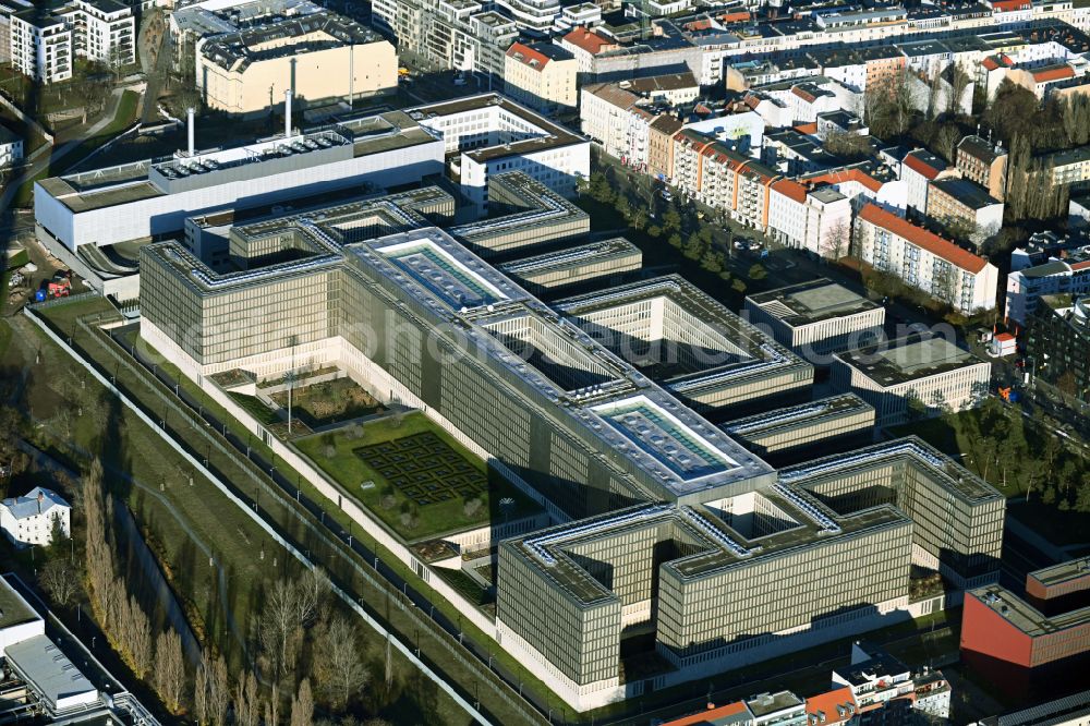 Berlin from above - Construction of BND headquarters on Chausseestrasse in the Mitte district of the capital Berlin