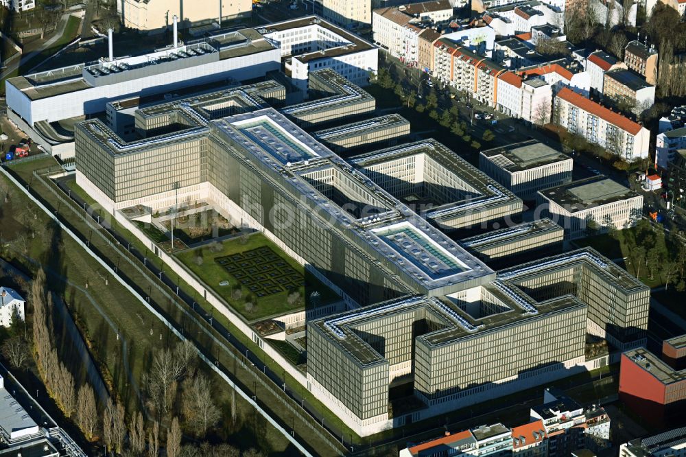 Berlin from the bird's eye view: Construction of BND headquarters on Chausseestrasse in the Mitte district of the capital Berlin