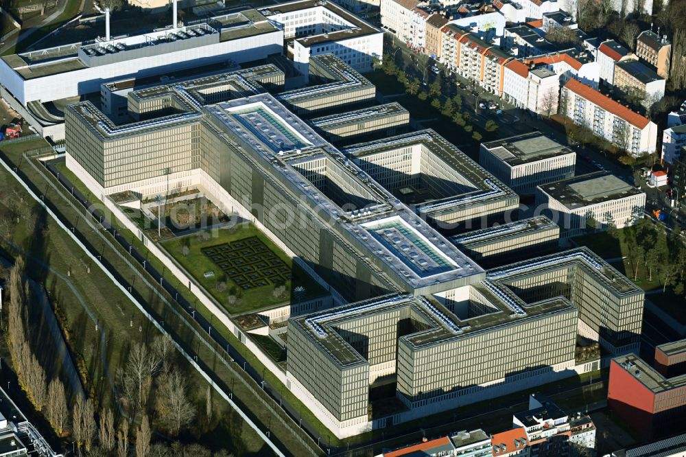 Aerial image Berlin - Construction of BND headquarters on Chausseestrasse in the Mitte district of the capital Berlin