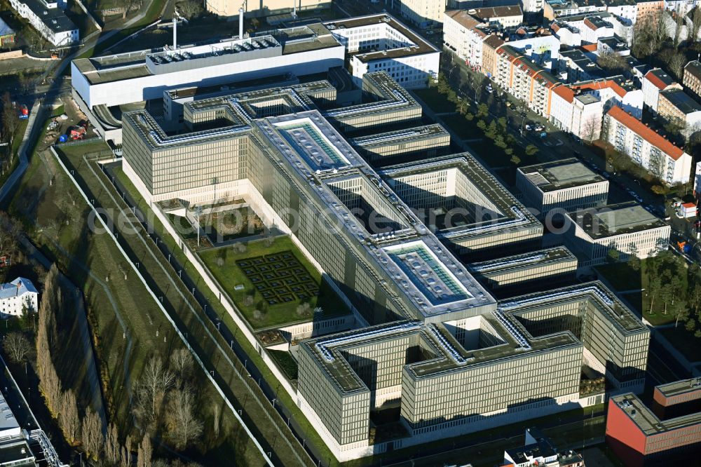 Berlin from above - Construction of BND headquarters on Chausseestrasse in the Mitte district of the capital Berlin